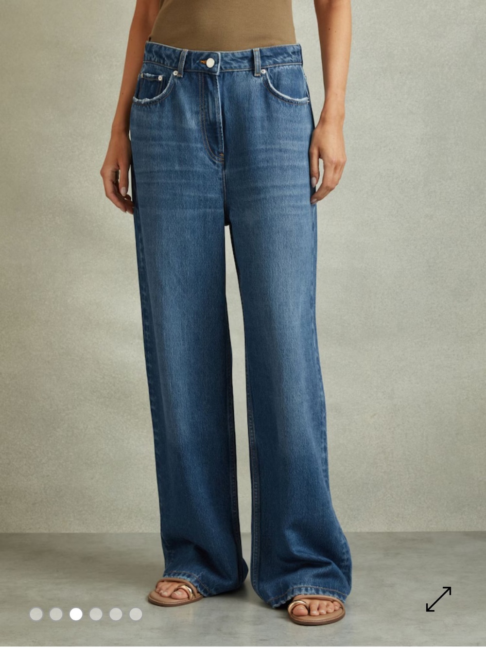 Reiss Lyle Wide-Leg Relaxed Jeans in Blue Denim Size 27